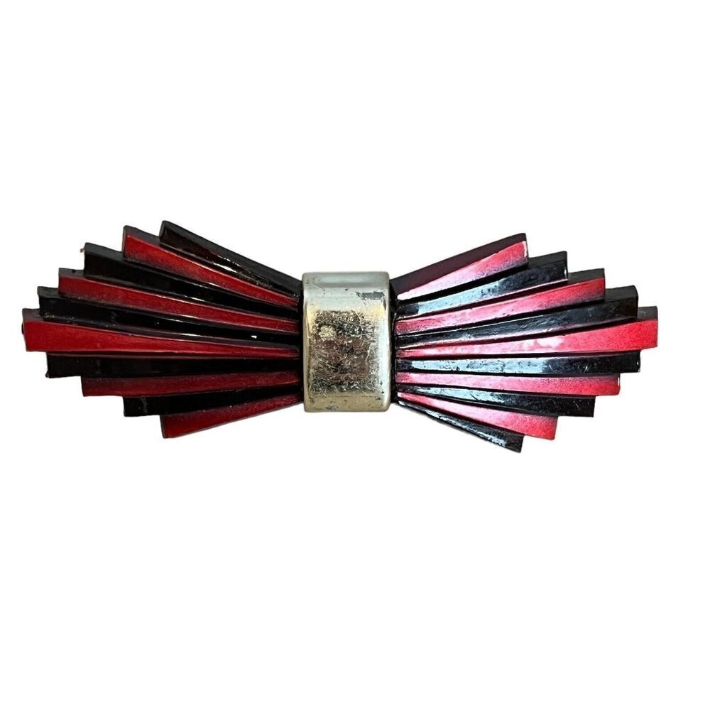 Vintage 80s Barrette Dark Red Black Made in France 4"